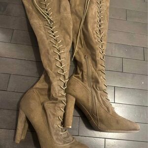 Stylish Fashion Nova Taupe Love me long time Thigh High Women's Boots